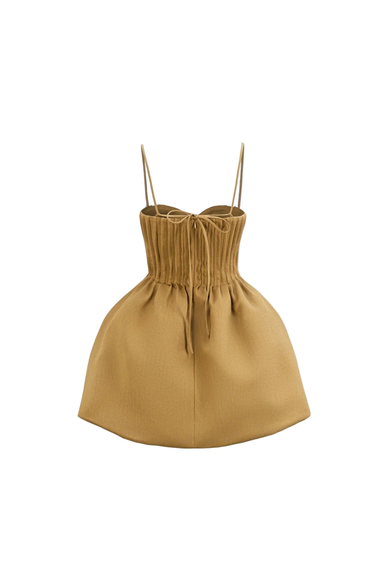 Slim Puffy Mini Dress in Camel