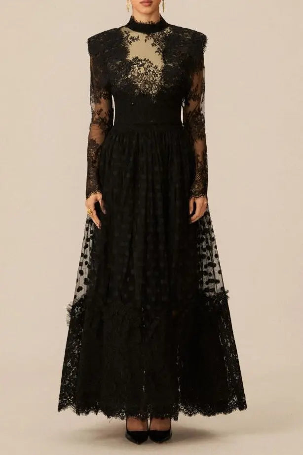 Enchantment Black Lace Maxi Dress