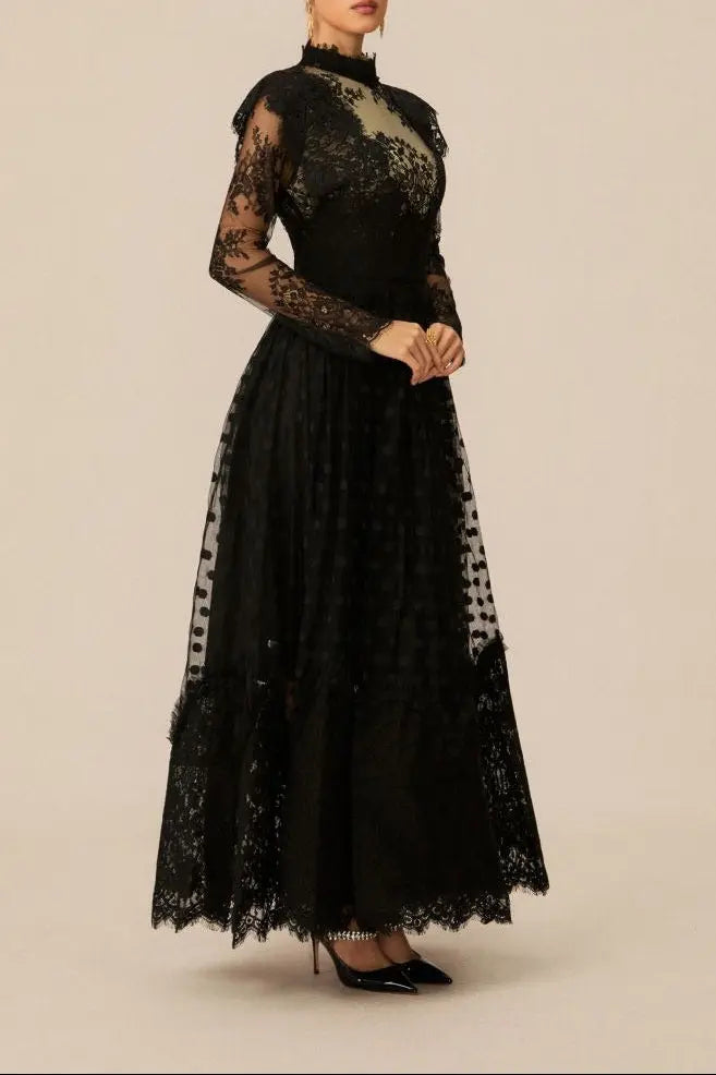 Enchantment Black Lace Maxi Dress