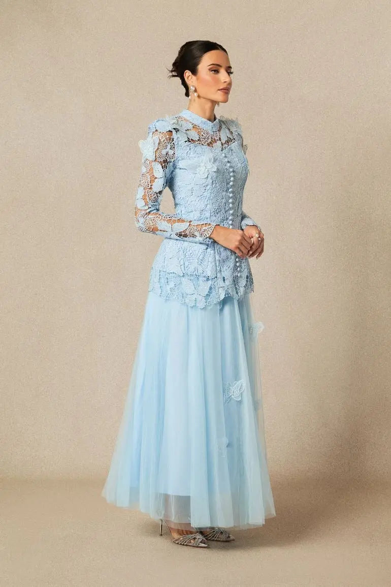 Embroidered Lace Maxi Dress