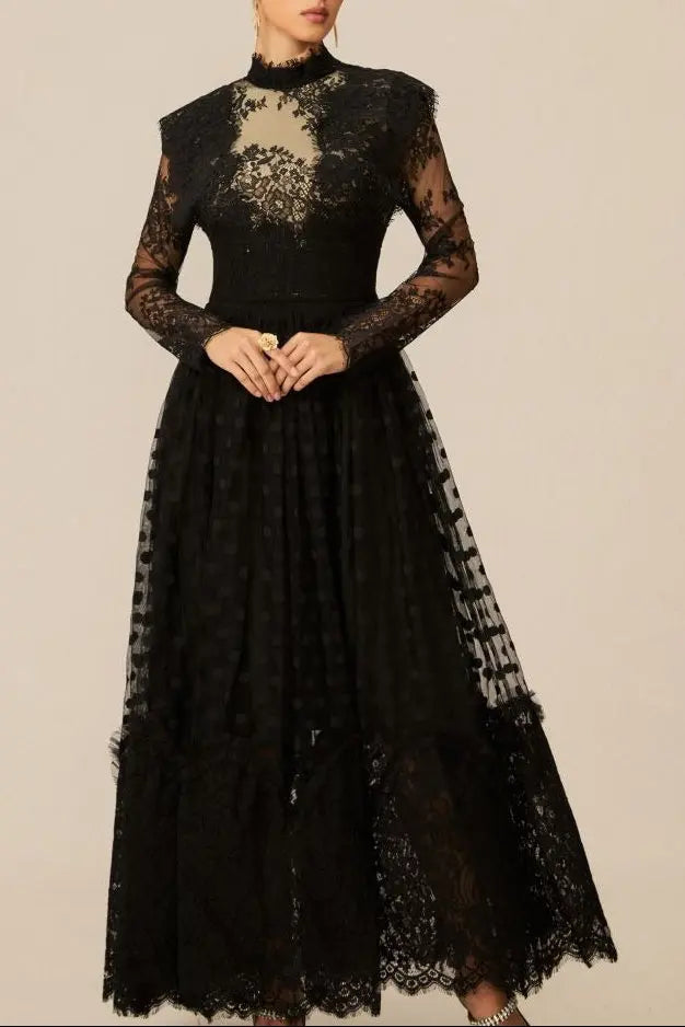 Enchantment Black Lace Maxi Dress