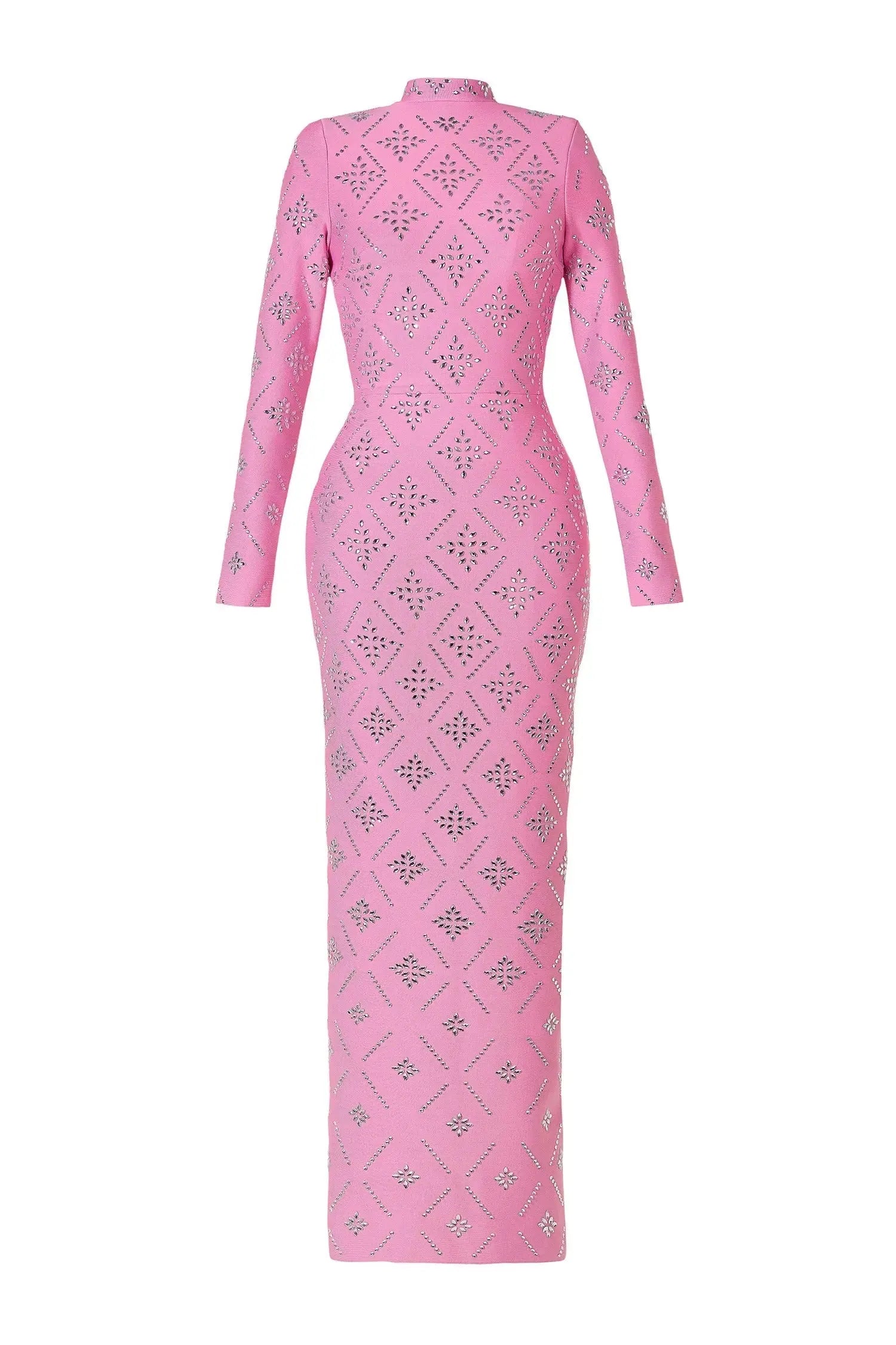 Pink Straight Cut Diamond Maxi Dress