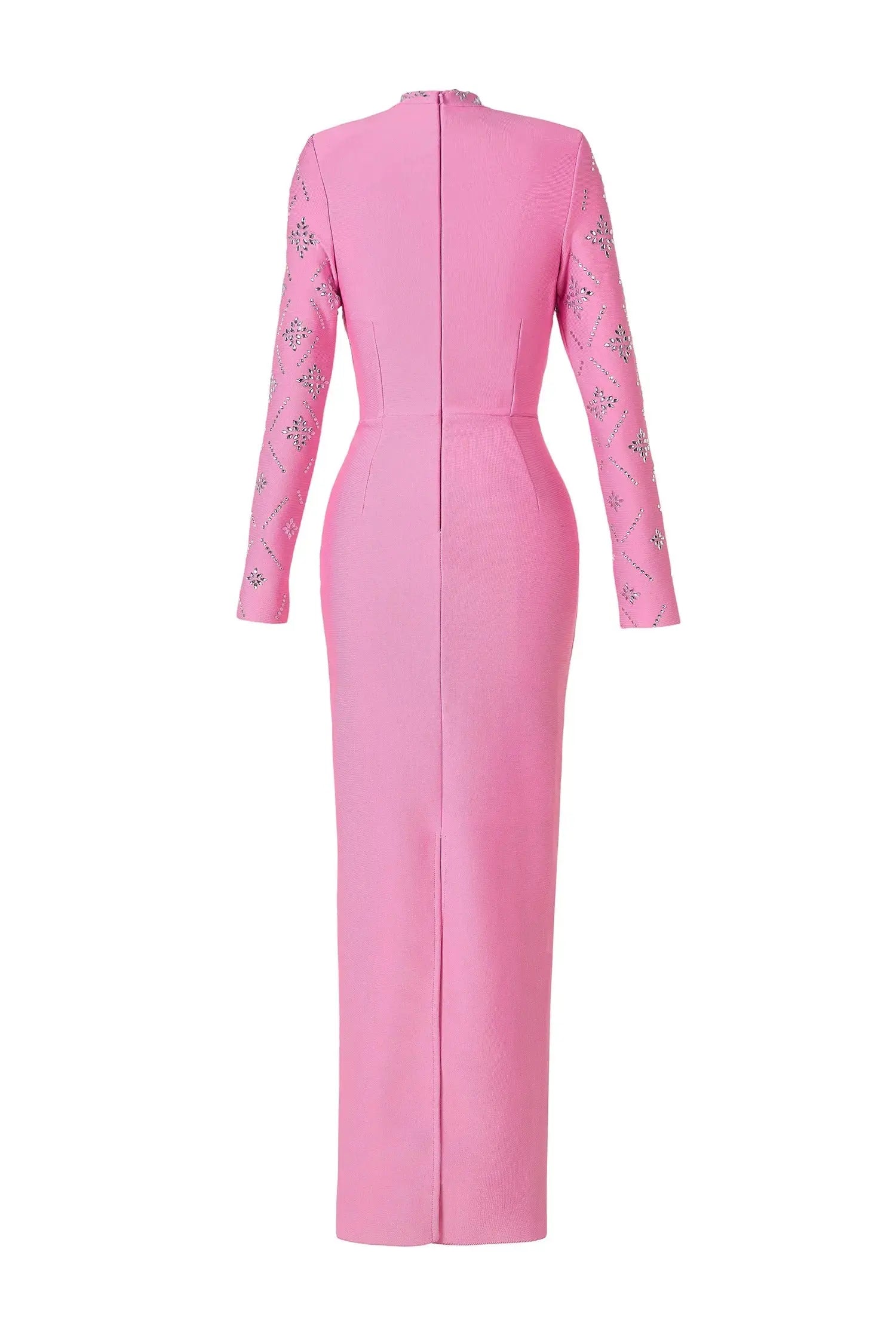 Pink Straight Cut Diamond Maxi Dress
