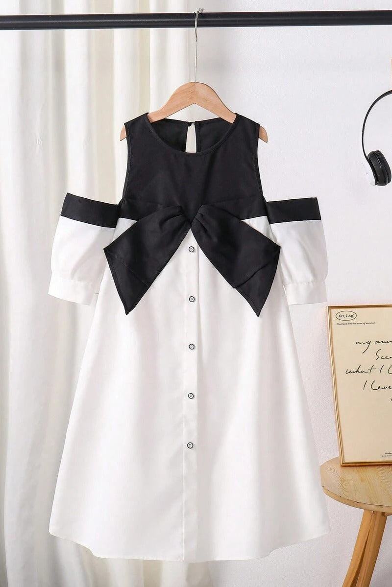 Off-Shoulder Contrast Mini Dress