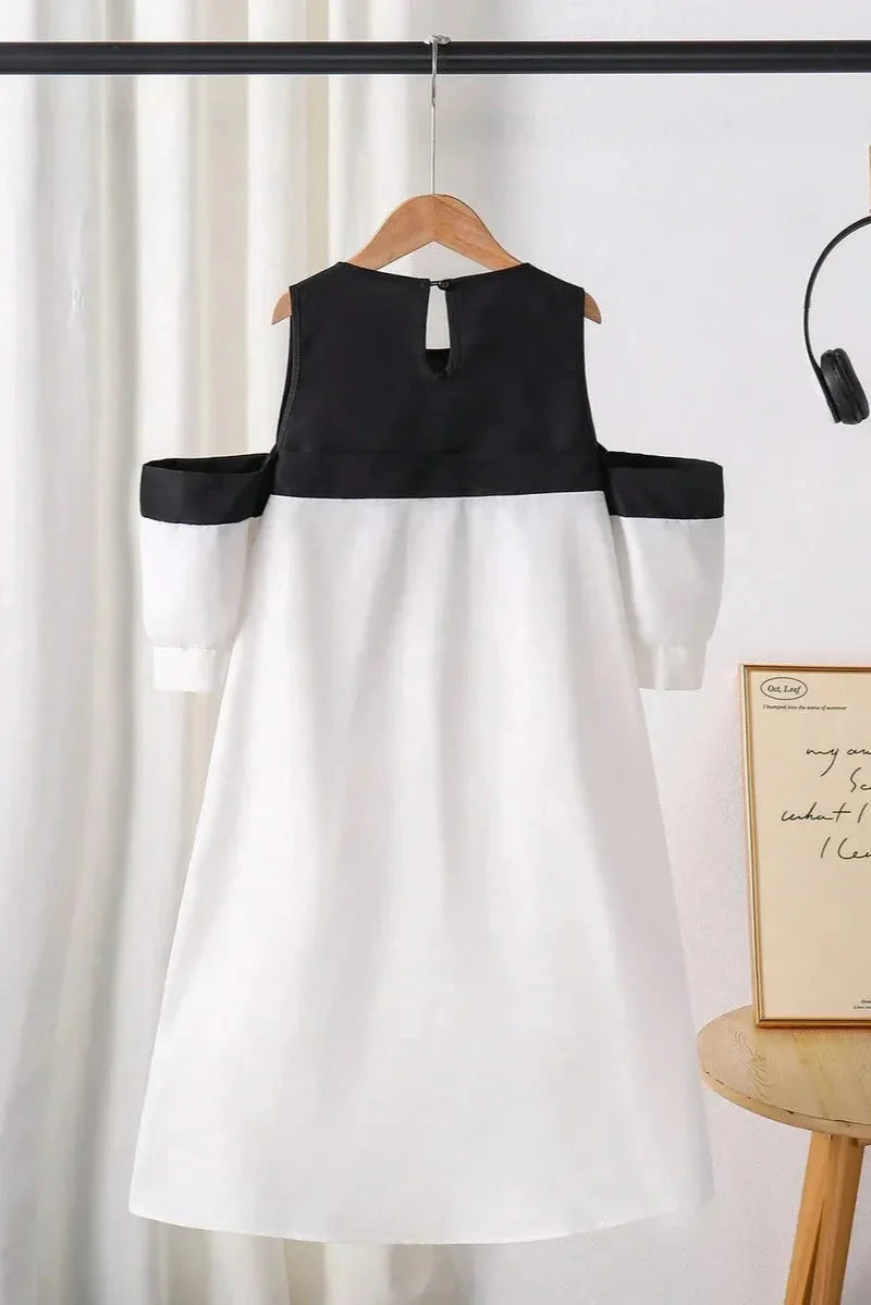 Off-Shoulder Contrast Mini Dress