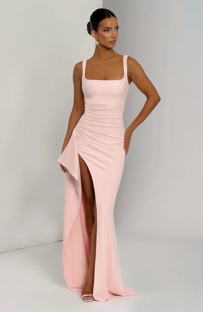 High Stretch Crepe Maxi Dress in Pink