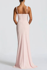 High Stretch Crepe Maxi Dress in Pink