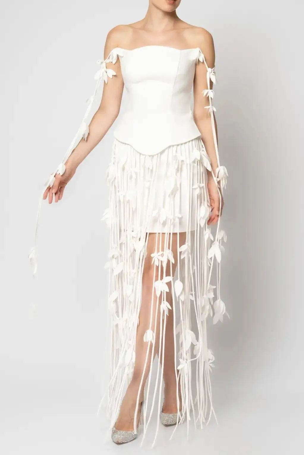 White Flower Mini Dress
