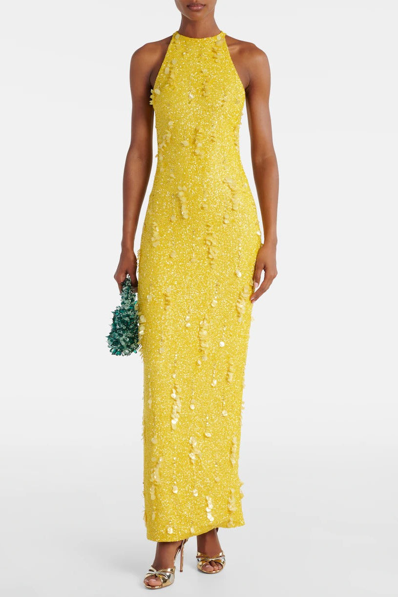 Seed Sleeveless Maxi Dress in Yellow