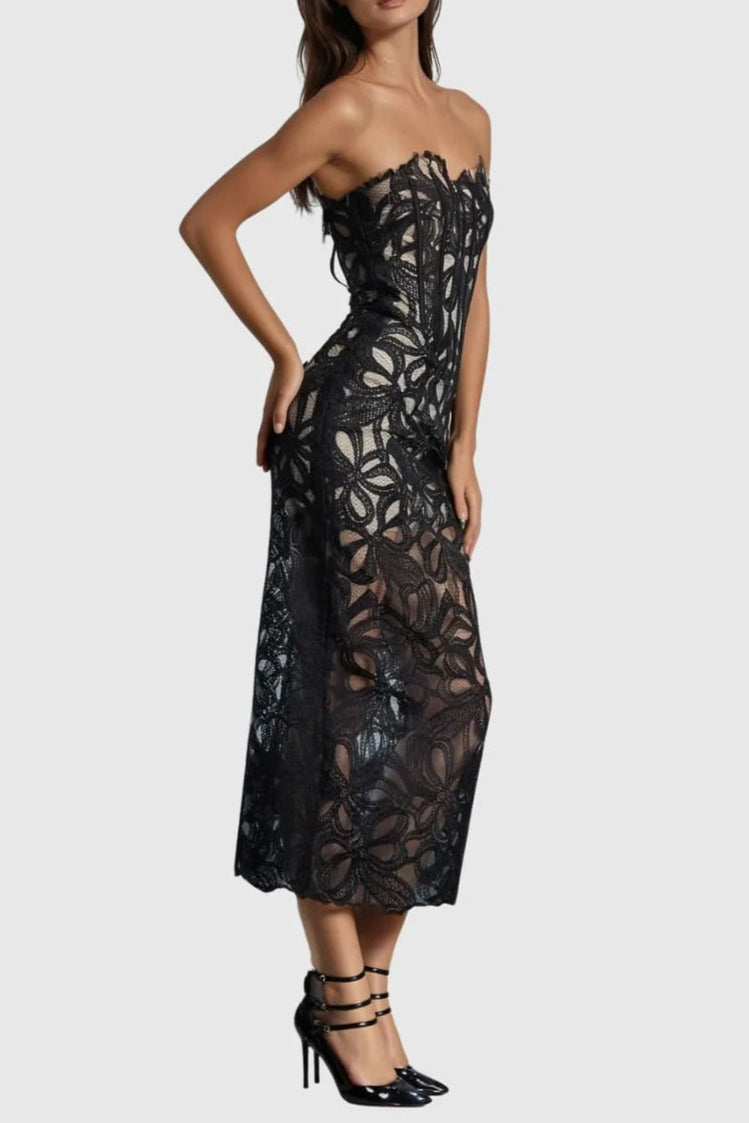 Flower Embroidered Midi Dress