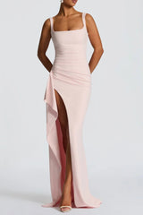 High Stretch Crepe Maxi Dress in Pink