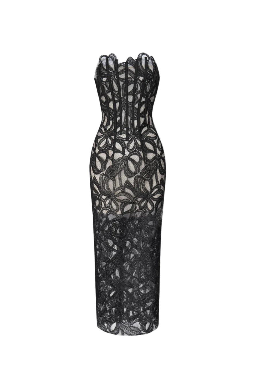 Flower Embroidered Midi Dress
