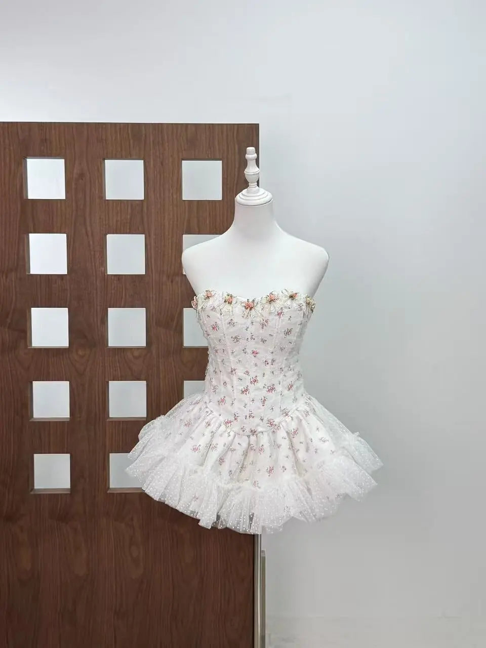 Floral Print Mini Dress in White