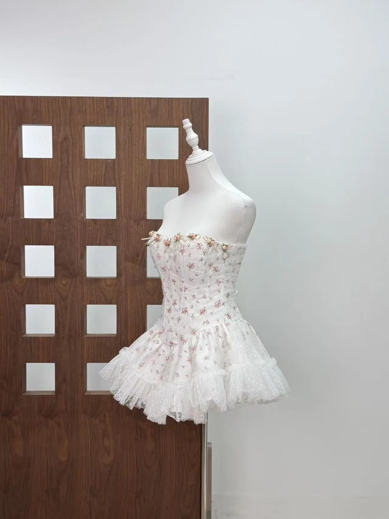 Floral Print Mini Dress in White