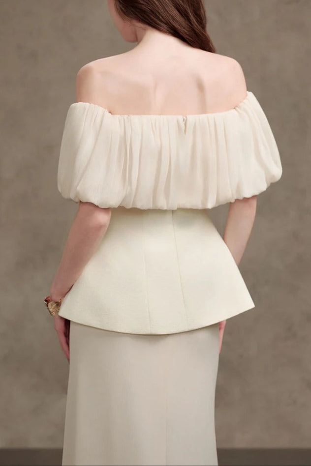 Straight Plain Foam Silk Maxi Dress in White