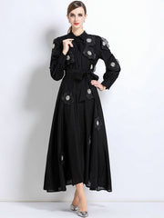Floral Shirt Midi Dress in Black