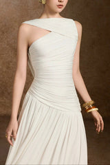 A-line Neck Spandex Ankle Length Dress