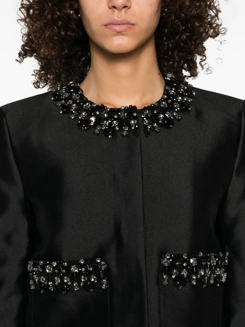 Rhinestones Embellished Jacket in Black