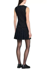 Black Vest with Pearls Embellished