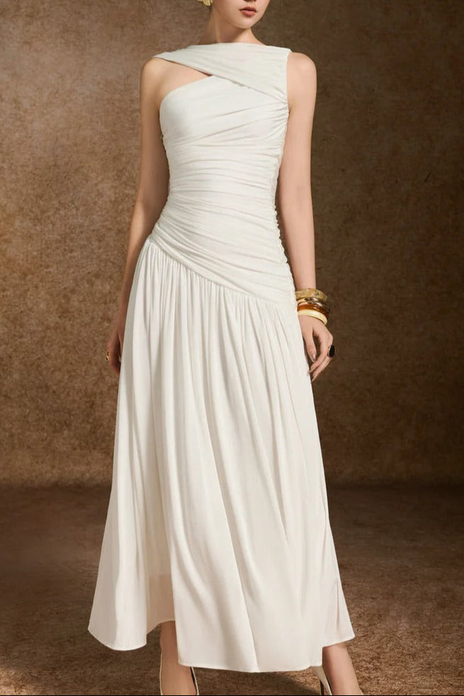 A-line Neck Spandex Ankle Length Dress