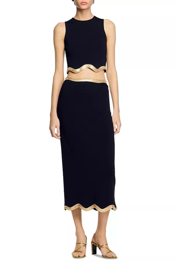 Black Cropped Jumper with Chain Detail