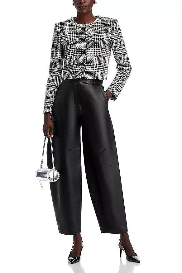 Houndstooth Crystal Trim Jacket - Black/White
