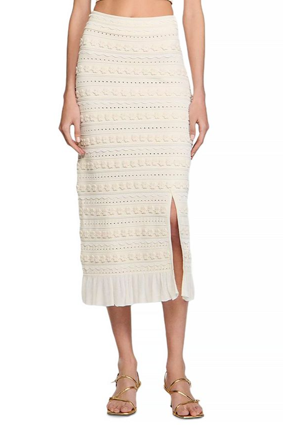 Trim Knit Skirt in Ecru