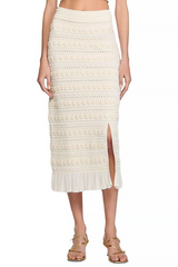 Trim Knit Skirt in Ecru