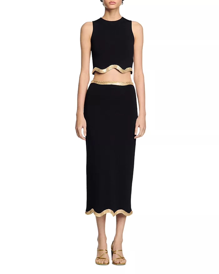 Black Cropped Jumper with Chain Detail