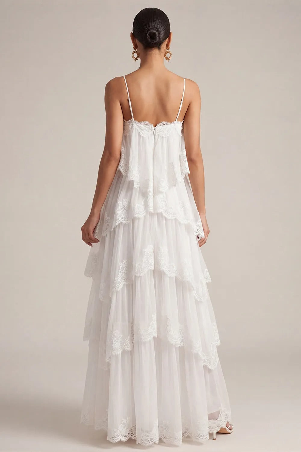 White Lace Strap Maxi Dress