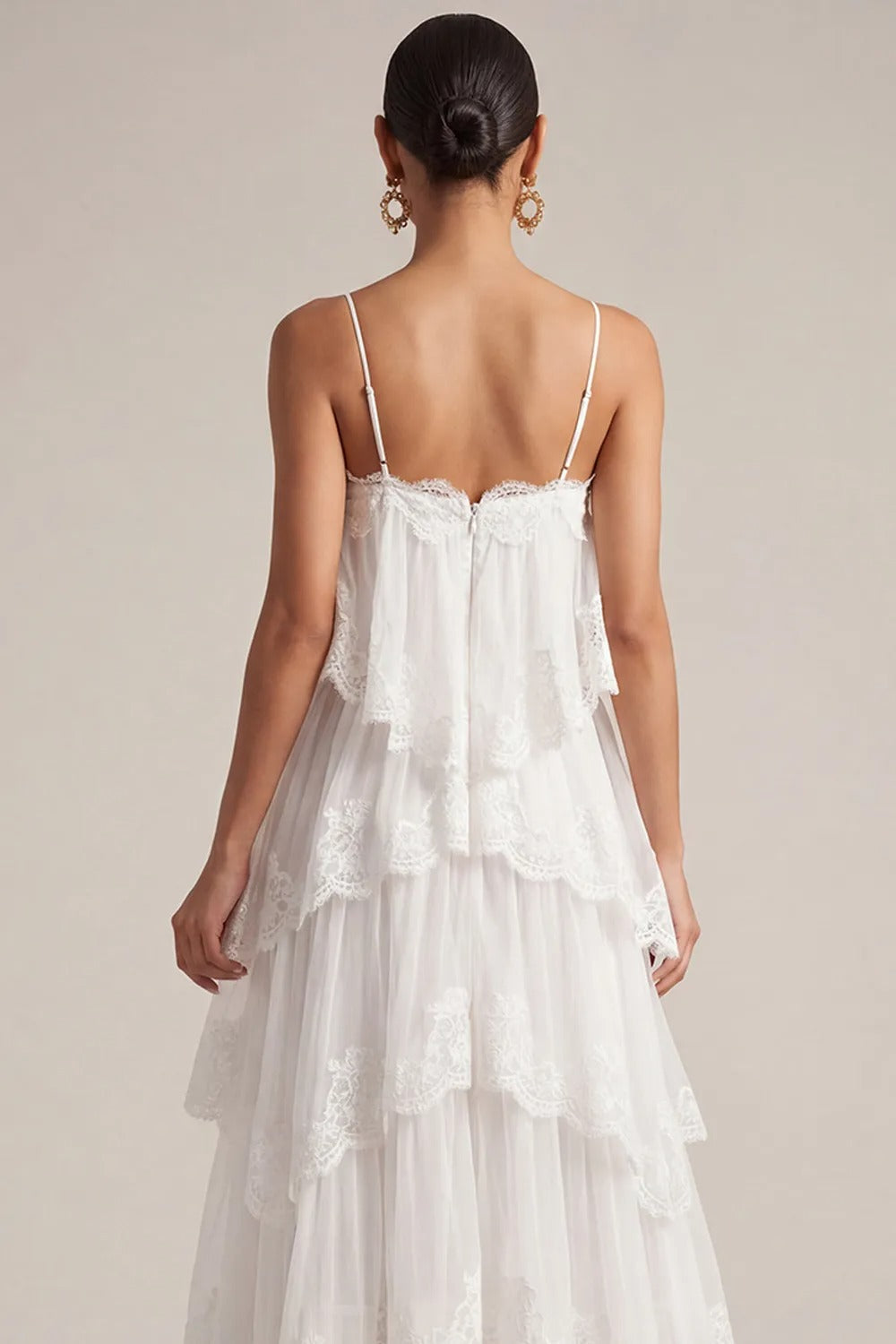 White Lace Strap Maxi Dress
