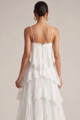 White Lace Strap Maxi Dress