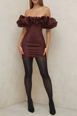 Satin Ruffle Mini Dress