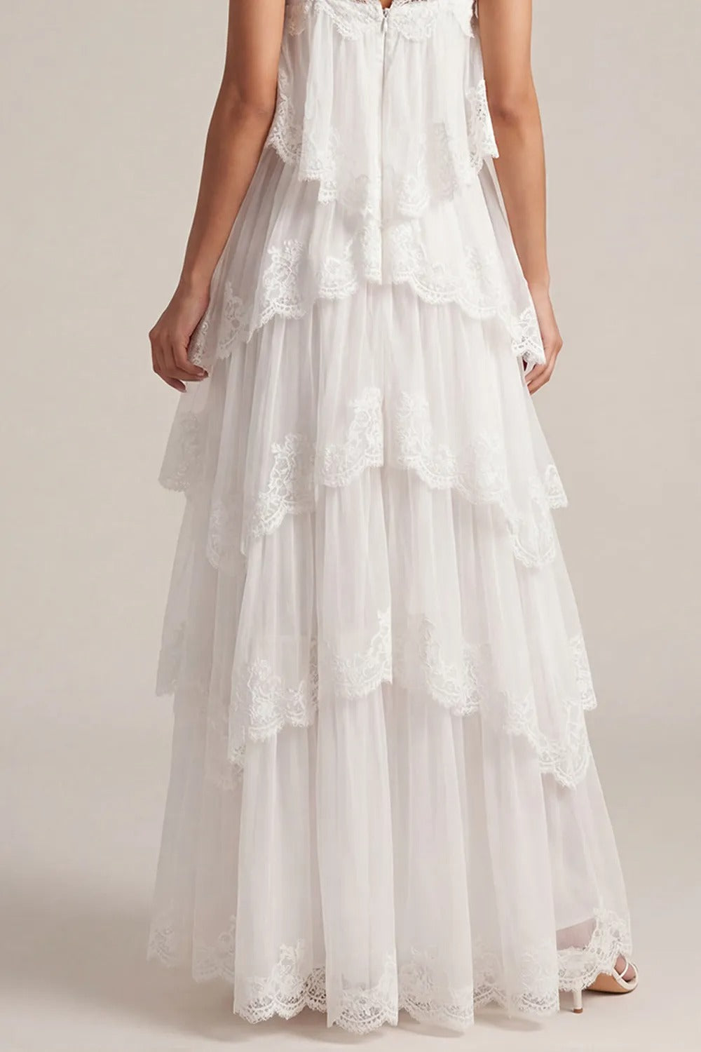 White Lace Strap Maxi Dress