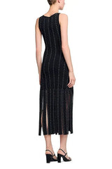 Fringed Knit Maxi Dress in Black
