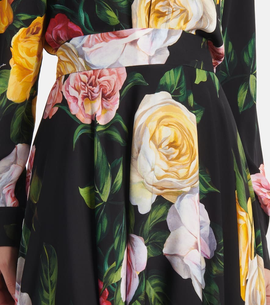 Black Floral Print Shirt & Midi Skirt Co-ord Set