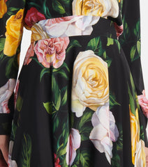 Black Floral Print Shirt & Midi Skirt Co-ord Set