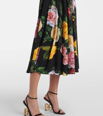 Black Floral Print Shirt & Midi Skirt Co-ord Set