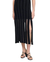 Fringed Knit Maxi Dress in Black
