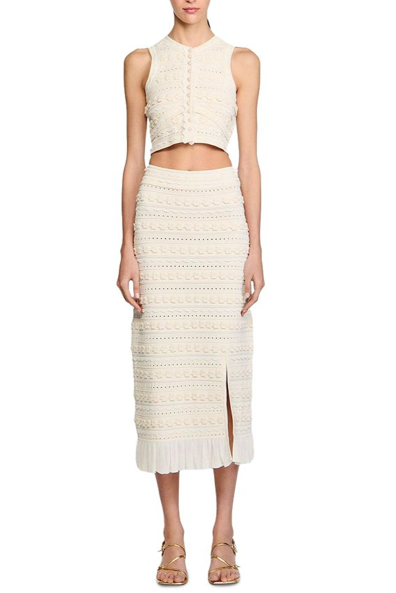 Trim Knit Skirt in Ecru