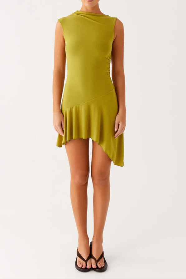 Mesh Bodycon Mini Dress in Lime