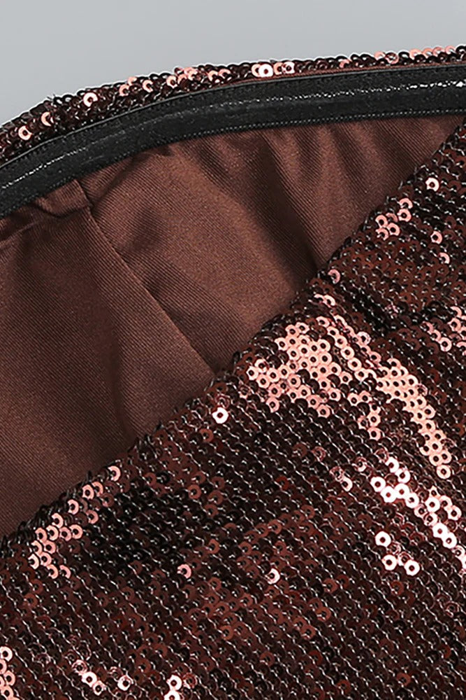 Sequin Bubble Mini Dress in Brown
