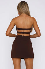 Backless Slim Mini Dress in Brown