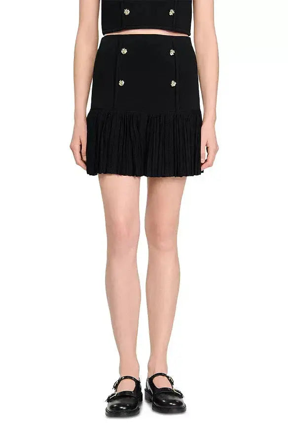 Double Breasted Ruffle Mini Skirt