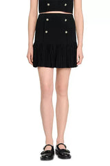Double Breasted Ruffle Mini Skirt