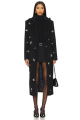 Crystal Embellished Coat in Black