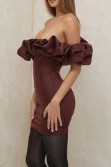 Satin Ruffle Mini Dress