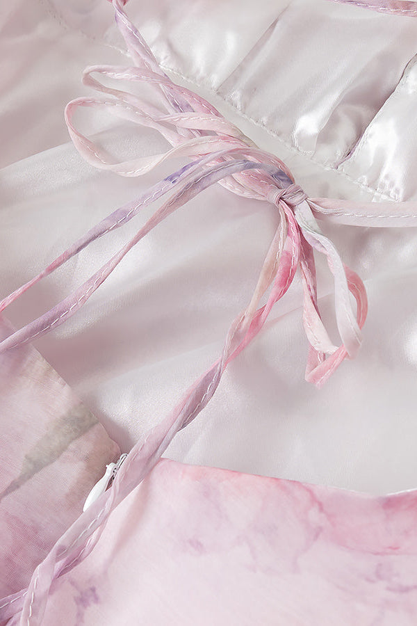 3D Flower Ruffle Mini Dress in Pink