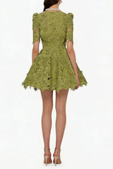 Green Hollow Mini Dress