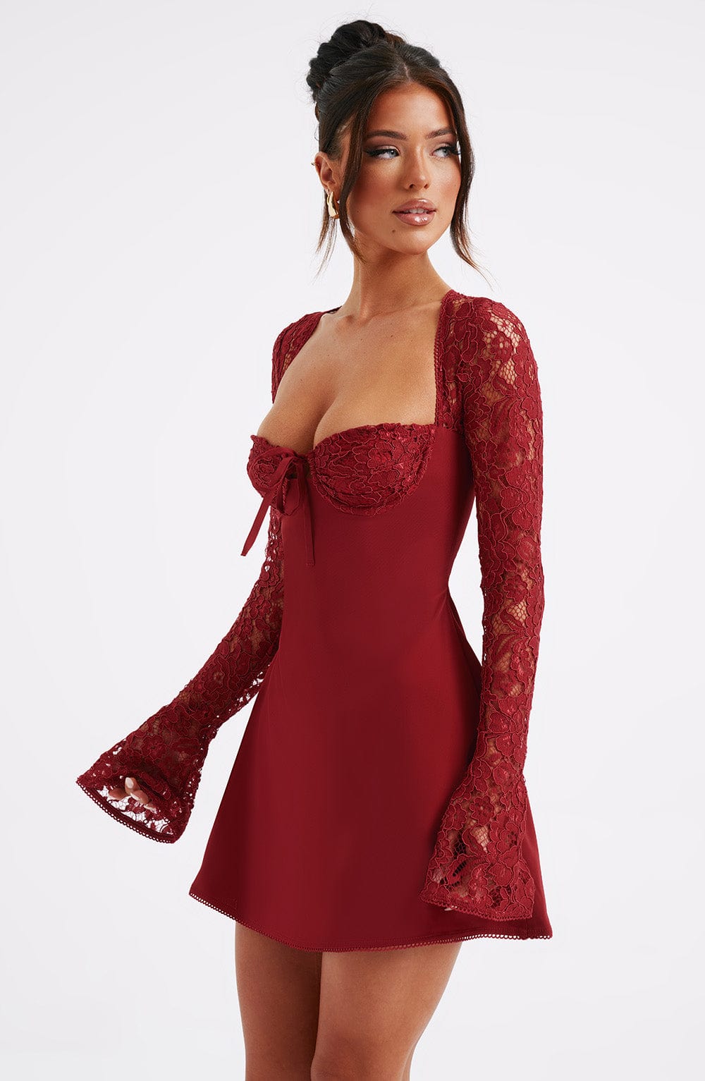 Lace Mini Dress - Red